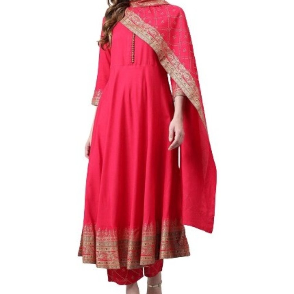 Ethnic Printed Anarkali Kurti with palazzo/ pant and dupatta set